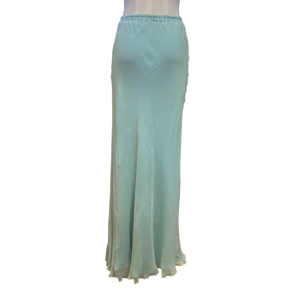 Lea Womens Vintage 90s Y2K Silk Aqua Fairy Gauze Maxi Skirt Sz M - Picture 6 of 11